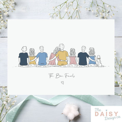 Family illustration - Line Drawing - Print Only