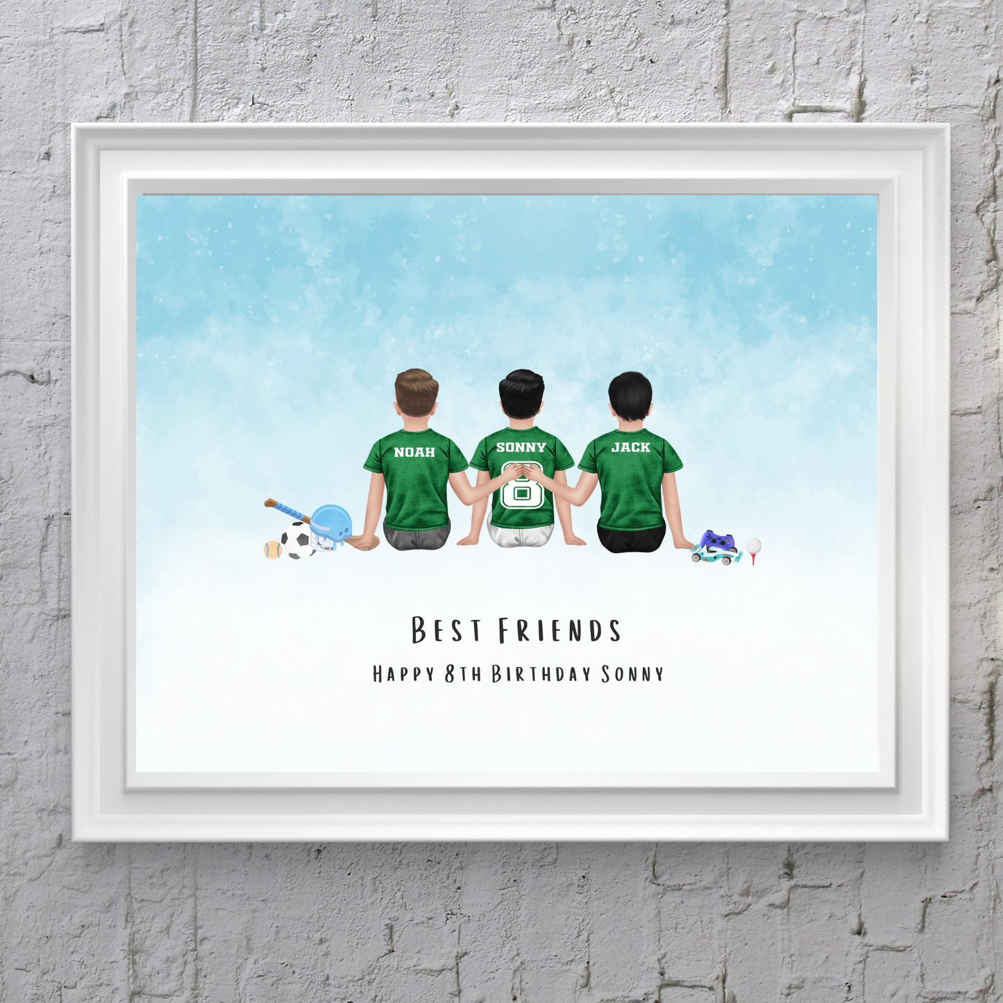 Childrens Sports Best Friends Birthday Personalised Framed Print