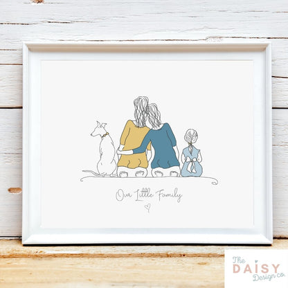 Family illustration - Line Drawing - Print Only